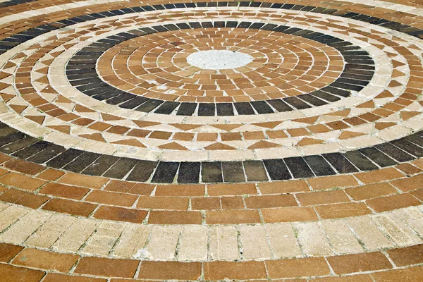 Brick paving with circular pattern — Stock Photo, Image