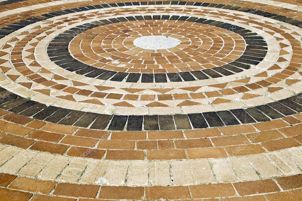 Brick circle pattern Brick paving with circular pattern — Stock Photo
