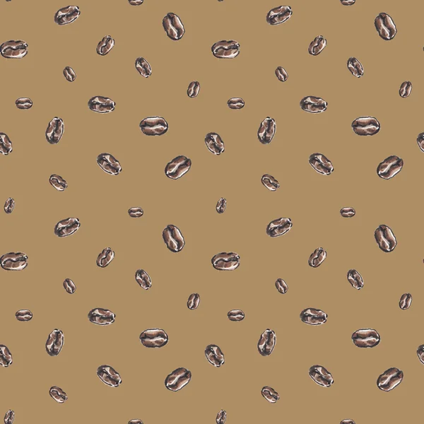 수채화 coffe bean 패턴 — 스톡 사진