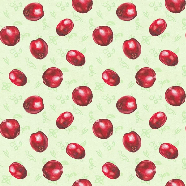 Watercolor cranberries pattern — Stock Photo, Image