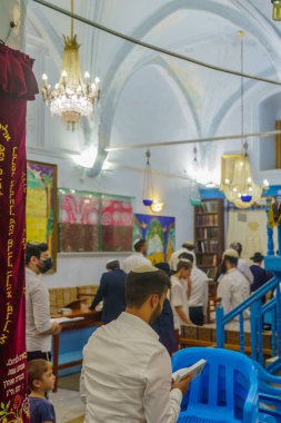 Güvenli, İsrail - 28 Eylül 2021: Eski Abuhav Sinagogu, Yahudi Mahallesi, Safed (Tzfat), İsrail