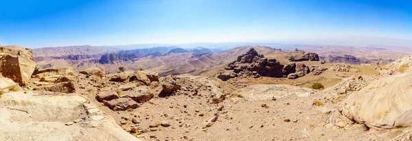Vista Panorámica Del Paisaje Montañoso Del Desierto Cerca Petra Sur — Foto de Stock