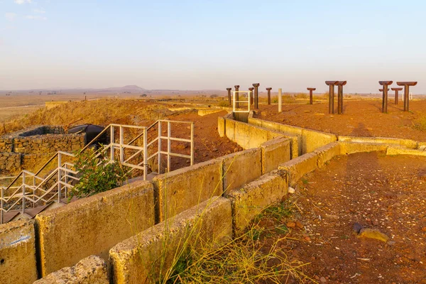 Pohled Západ Slunce Starý Vojenský Bunkr Tel Saki Golanské Výšiny — Stock fotografie