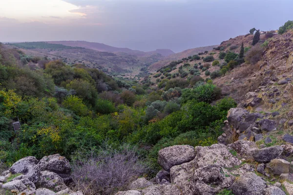 イーン ゲヴ渓谷とガリラヤ湖の夕景 北イスラエルのゴラン高原 — ストック写真
