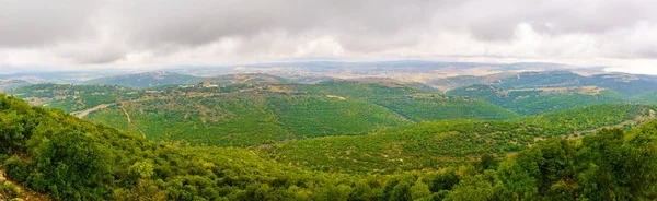 Vista Panorâmica Alta Galileia Sul Líbano Partir Montanha Adir Num — Fotografia de Stock