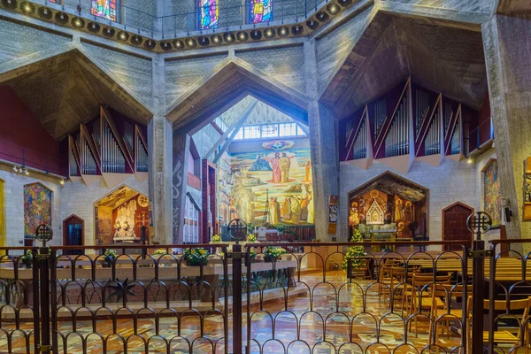 Nazareth Israel December 2021 Interior Upper Church Basilica Annunciation Christmas — Stock Photo, Image