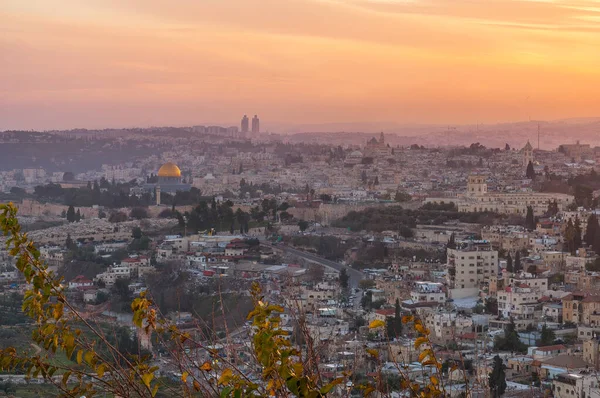 Vista Atardecer Ciudad Vieja Nueva Jerusalén Vista Desde Monte Scopus — Foto de Stock