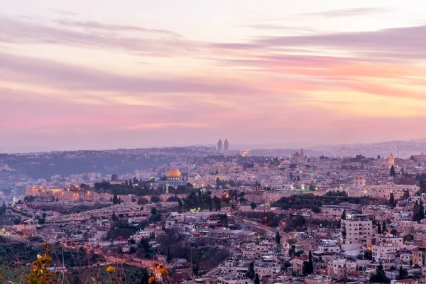 Sunset View Jerusalem Old New City Viewed Mount Scopus Israel — Stock Photo, Image