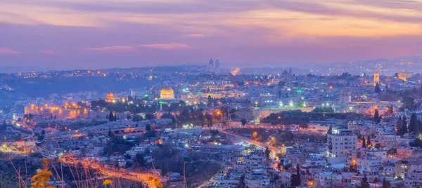 Sunset View Jerusalem Old New City Viewed Mount Scopus Israel — стоковое фото