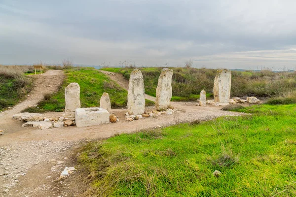 Blick Auf Antike Steinstelen Tel Gezer Nationalpark Den Ausläufern Des — Stockfoto