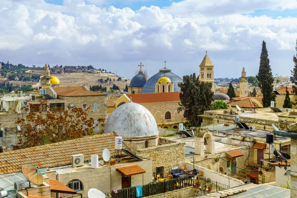 Jeruzalem Israël November 2021 Uitzicht Het Dak Van Kerk Van — Stockfoto