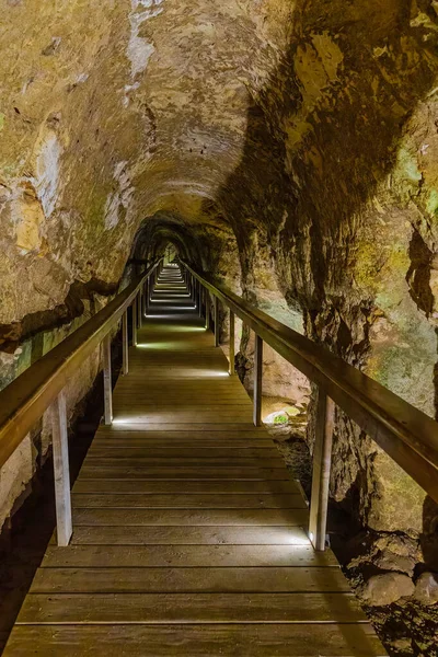 Vue Ancien Tunnel Approvisionnement Eau Dans Parc National Tel Megiddo — Photo
