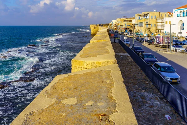 Acre Izrael Lutego 2022 Widok Mur Morza Zachodniego Starym Mieście — Zdjęcie stockowe