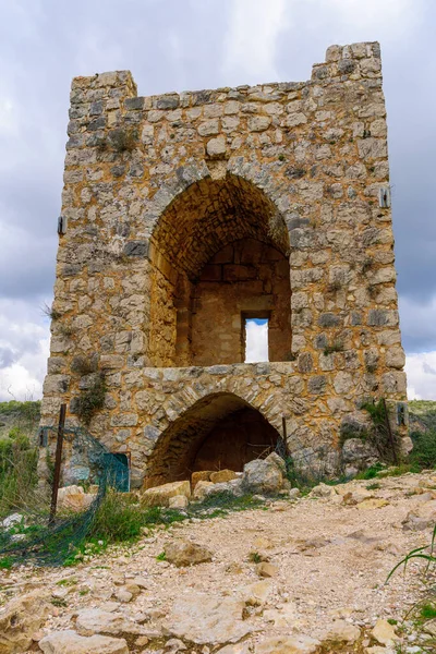 十字軍のモンフォール城 上ガリラヤ 北イスラエルの見張り塔の遺跡の眺め — ストック写真