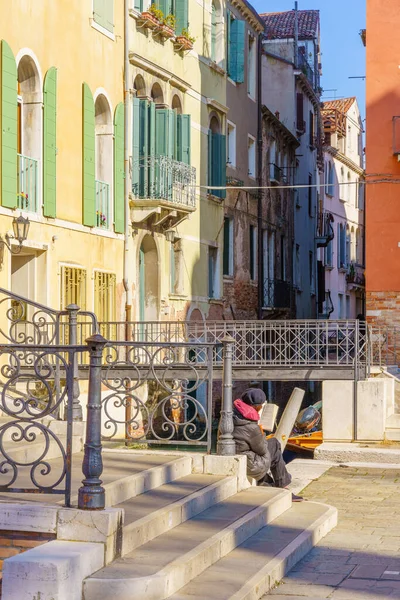 Venetië Italië Maart 2022 Scène Van Brug Kanaal Een Toeristische — Stockfoto