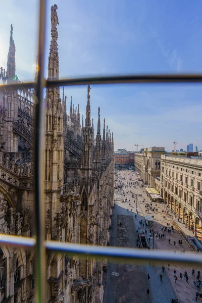 Milaan Italië Maart 2022 Uitzicht Vanaf Kathedraal Duomo Terrassen Het — Stockfoto