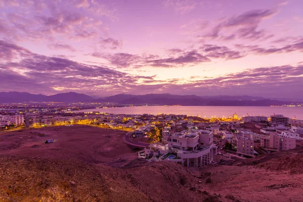 Blick Auf Eilat Südisrael Aqaba Jordanien Und Den Golf Von — Stockfoto