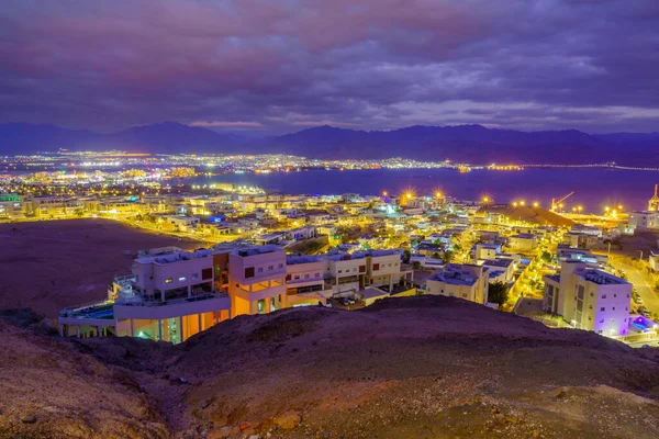 Evening View Eilat Southern Israel Aqaba Jordan Gulf Aqaba — Stock Photo, Image