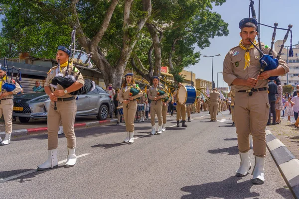 Haifa Israel Abril 2022 Músicos Escoteiros Outros Participam Desfile Domingo — Fotografia de Stock