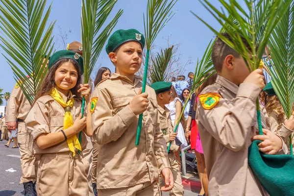 Haifa Israel Abril 2022 Portadores Palma Scout Otros Participan Desfile — Foto de Stock