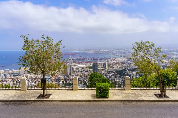 Uitzicht Louis Promenade Berg Karmel Haven Middellandse Zee Haifa Noord — Stockfoto