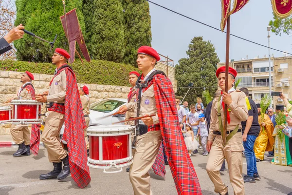 Haifa Israel Abril 2022 Bateristas Escoteiros Outros Participam Desfile Domingo — Fotografia de Stock