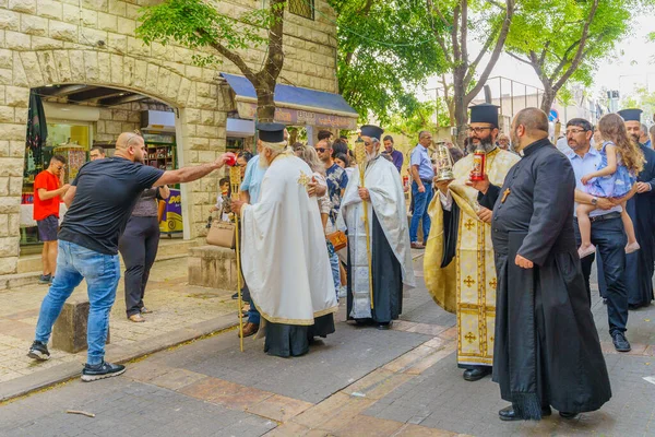 Nazareth Israël April 2022 Priesters Andere Mars Met Het Heilig — Stockfoto