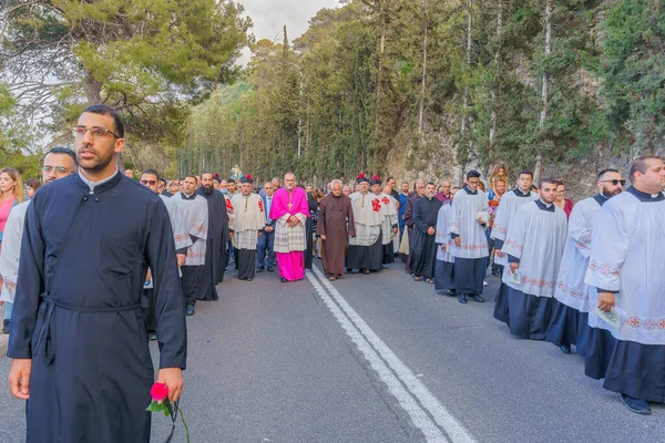 Haifa Israël Mei 2022 Priesters Anderen Nemen Deel Aan Onze — Stockfoto