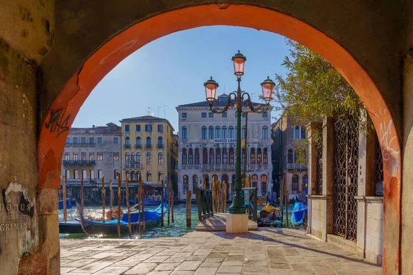 Venecia Italia Marzo 2022 Vista Una Farola Gran Canal Venecia — Foto de Stock