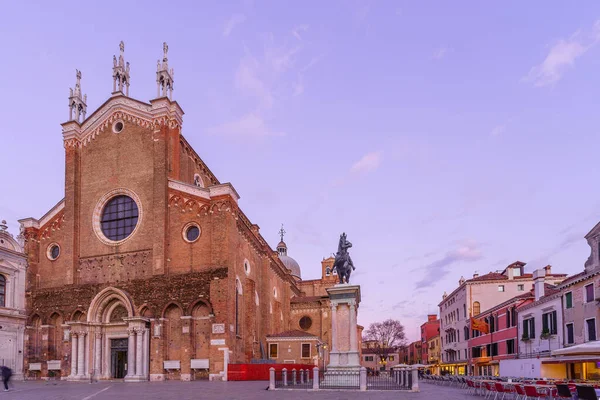 Zonsondergang Uitzicht Het Plein Basiliek Dei Santi Giovanni Paolo Venetië — Stockfoto