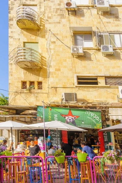 Haifa Israel May 2022 Restaurants Scene Talpiot Market Locals Visitors — Stock Photo, Image