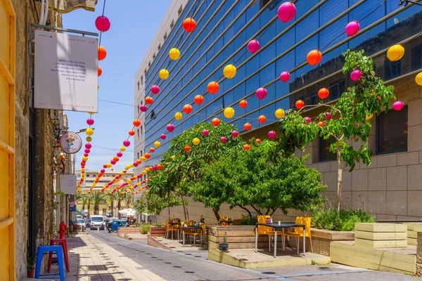 Haifa Israel June 2022 Scene Hatib Street Downtown Haifa Colorful — Stock Photo, Image