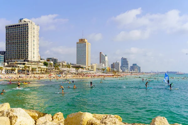 Tel Aviv Israël Juin 2022 Scène Plage Avec Des Visiteurs — Photo