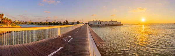 Tel Aviv Israel June 2022 Panoramic Sunset View Wokop Bridge — ストック写真