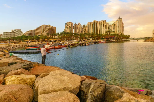Eilat Israel Januar 2022 Blick Auf Den Yachthafen Bei Sonnenuntergang — Stockfoto