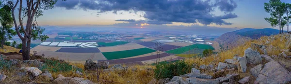 Panoramic Sunrise View Jezreel Valley Gilboa Ridge Mount Shaul Northern — ストック写真