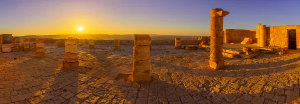 Sunset Panorama Ancient Church Nabataean City Avdat Negev Desert Southern — ストック写真