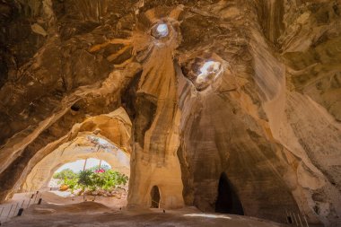 Bet Guvrin, Israel - July 21, 2022: View of the Bell Caves, ancient quarries, in Bet Guvrin National Park, south-central Israel