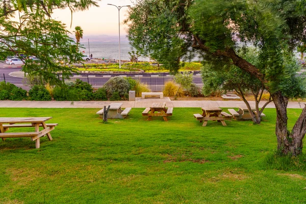 Blick Auf Einen Picknickplatz Und Das See Genezareth Hamat Tiberias — Stockfoto