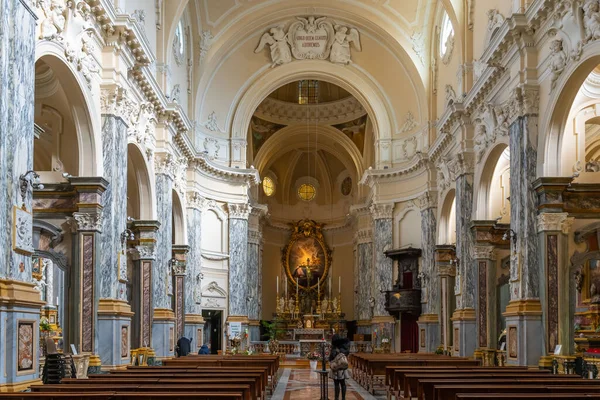 Torino Febbraio 2022 Interno Della Chiesa Della Santissima Annunziata Con — Foto Stock