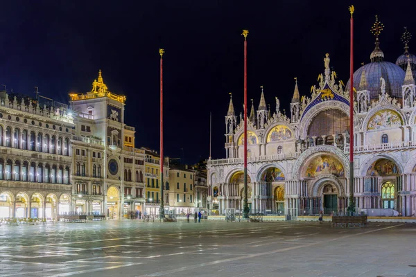 Venice Italy February 2022 Night Scene Marks Square Locals Visitors — Stockfoto