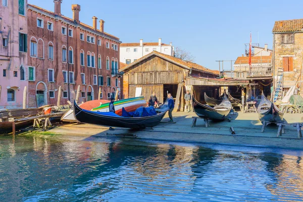 Venice Italy March 2022 View Historic San Trovaso Boatyard Gondolas — стоковое фото