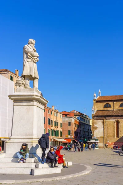 Venice Italy March 2022 Scene Campo Santo Stefano Square Locals — Stock fotografie