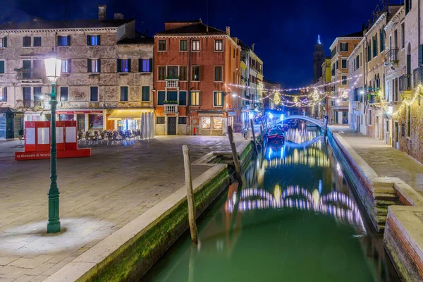 Venice Italy March 2022 Evening View Canal Boats Bridge Venice — Fotografia de Stock