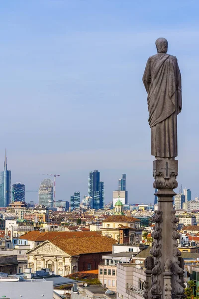 Milan Italy March 2022 View Cathedral Duomo Terraces City Statues — Stock Photo, Image