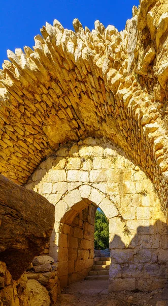 以色列北部戈兰高地Nimrod要塞中古时代西北塔内门景观 — 图库照片