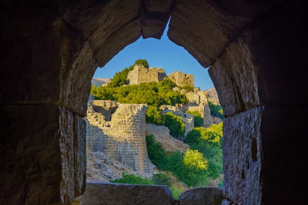 View Southwest Tower Keep Medieval Nimrod Fortress Golan Heights Northern — 스톡 사진