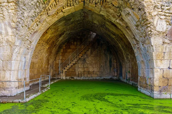 View Ancient Water Reservoir Medieval Nimrod Fortress Golan Heights Northern — Foto Stock
