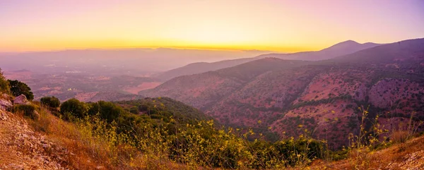 Panoramic Sunset View Hula Valley Landscape Viewed Golan Heights Northern — Stockfoto