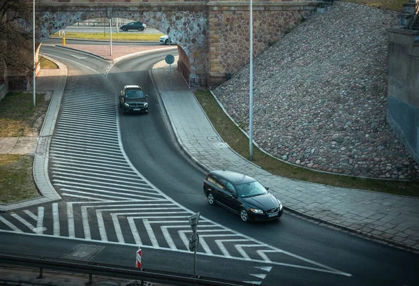 Varsóvia Polônia 2022 Carros Junção Rodoviária — Fotografia de Stock